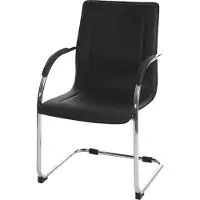 Mendler Esszimmerstuhl Perm, Freischwinger Küchenstuhl Lehnstuhl Stuhl, Stahl schwarz