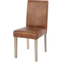 Mendler Esszimmerstuhl Littau, Küchenstuhl Stuhl, Stoff/Textil MVG- WildKunstleder, braune Beine