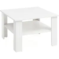 FineBuy Couchtisch Weiß Holz 60 x 42 x 60 cm Holztisch mit Ablage Wohnzimmertisch Coffee Table Sofatisch Loungetisch Kaffeetisch Stubentisch