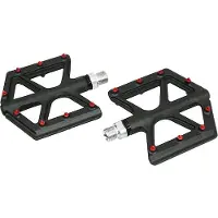 Zeray Pedale bmx- Mountainbike Downhill Alu Kohlefaser Gewinde 9-16 mit roten Noppen