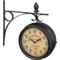 Relaxdays Bahnhofsuhr doppelseitig, London, Retro, HBT 33 x 34 x 10 cm, Batterie, analog, Wanduhr Vintage Deko, schwarz