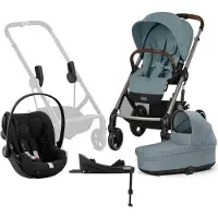 Cybex BALIOS S Lux Kombiwagen inkl. Beemoo Route i-Size & Basis, Stormy Blue/Black Stone, Kinderwagen, 2 in 1