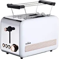 Schaefer Toaster Retro-Look, 2-Scheiben, 850 Watt, EDS weiß/rose-goldfarben