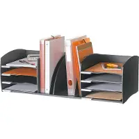 PaperFlow Schreibtisch-Organizer, 8 Fächer, Trennelemente verstellbar, schwarz