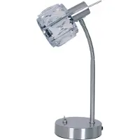 Näve LED Tischleuchte "JOSEFA" H: 34,5 cm, Material: Metall (Eisen) / Glas in metall blank – Schnurschalter