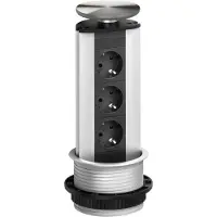 Evoline Port Steckdosenelement 3 Steckdosen Wippdeckel Edelstahl