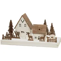 Konstsmide 3282-210, Leichte Dekorationsfigur, Braun, Weiß, Holz, IP20, 6 Glühbirne(n), LED
