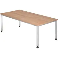 Hjh OFFICE PRO HILO 2E S - 200 x 100 Nussbaum höhenverstellbar