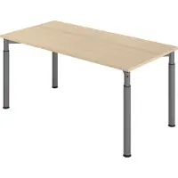 Hjh OFFICE PRO YAMA 16 S | 160x80 - 160 x 80 Eiche/Silber höhenverstellbar