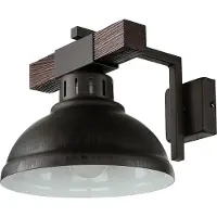 Licht-Erlebnisse Wandlampe Vintage HAKON Braun Holz Metall Holz E27 wohnliche Wandleuchte Wohnzimmer Flur