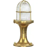 Licht-Erlebnisse Stehlampe außen Garten Haus IP54 E27 25 cm Messing Maritim Sockelleuchte