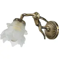 Licht-Erlebnisse Messinglampe Wand Glas Schirm kunstvoll Handarbeit Wandleuchte