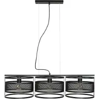 Licht-Erlebnisse Pendelleuchte Schwarz 3-flammig Modern Metall Mesh E27 höhenverstellbar Esstisch Hängelampe