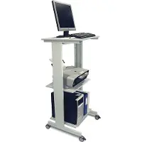 Twinco PC-Arbeitstisch H1180xB600xT500mm lichtgrau, RAL 7035 fahrbar
