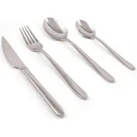 Hermia Concept , Hochwertiges Besteckset (24 Teile), 100% Edelstahl, 6 Esslöffel, 6 Gabeln, 6 Messer, 6 Dessertlöffel | Spülmaschinen- und mikrowellengeeignet | Elegantes Design in Silber.