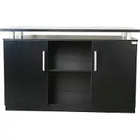 Jet-Line Büromöbel Büro Schrank Aktenschrank ORLY schwarz 140x85x43cm Büro Homeoffice Arbeitszimmer Ordnerschrank Sideboard Mehrzweckschrank Büroausstattung