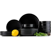 Konsimo Essservice Tafelservice VICTO Geschirrset Speiseteller Dessertteller Schale 6 Personen (18-tlg.), Schwarz, Keramik, Loft, 20/27/14.5cm