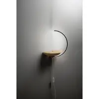 FABAS LUCE Roseg 9,5 W integrierte LED-Wandleuchte, 3000 K, schwarzer Metall- und Holzrahmen, Touch-Dimmung, IP20 - Roseg