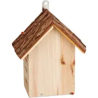 Relaxdays Marienkäferhaus, Holz, HxBxT: 22 x 18 x 12 cm, wetterfest, zum Aufhängen, Insektenhotel für Marienkäfer, natur