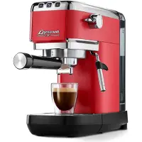 Tchibo Siebträger Espressomaschine "Lapressa" (15 bar, 980ml Wassertank), Pre-Infusion Technologie, mit 2-Tassen-Funktion und Milchschaumdüse, inkl. zwei doppelwandigen Sieben (Rot)