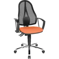 Topstar Bürostuhl Point Net, Permanentkontakt, m. Armlehnen, verstellbarer Netzrücken, orange