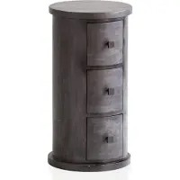 FineBuy Design Sideboard 65 cm Mango Massivholz Schwarz Schränkchen mit Schubladen Schmaler Beistellschrank Massiv Mini Kommode Rund