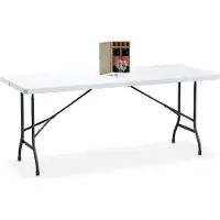 Relaxdays Gartentisch, klappbar, HBT: 72 x 180 x 74 cm, Kunststoff, Stahl, wetterfest, 8 Personen, Campingtisch, weiß