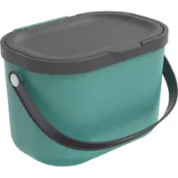 Rotho Biomülleimer 3,2 L Albula - Mülleimer 22,2 x 17,2 x 14,7 cm - Abfalleimer mit Deckel - Müllbehälter mit Griffen - Küchenabfalleimer