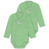 Normani 2er Pack Baby-Body Basic Merino Wickelbody Langarm mit Knopf - 9347