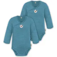 Normani 2er Pack Doppelpack Baby-Body Merino Wickelbody Bodysuit Langarm - 9343