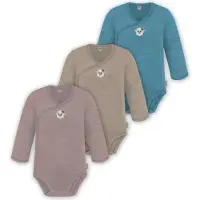 Normani 3er Pack Baby Merino Langarm Wickelbody für Junge und Mädchen - 9355