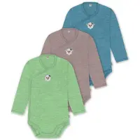 Normani 3er Set Baby-Body Wickelbody Langarm Toddler-Bodysuit aus Merinowolle - 9357