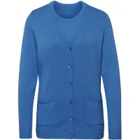 Goldner Kurzgröße: Strickset aus Jacke, Halbarmpullover in jeansblau | Gr.: 22