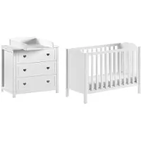 Vipack Babyzimmer-Komplettset "Amori 3-tlg. mit Herz-Ornamenten, MDF/Massiv weiß lackiert", weiß, ohne Matratze, B/H: 60cm x 120cm, Schlafzimmermöbel-Sets, Babyzimmer-Komplettset