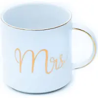 Intirilife Kaffeetasse mit Goldrand und Aufschrift Mrs Hochzeit