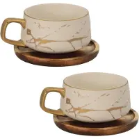 Intirilife Teetasse mit Holz Untersetzer