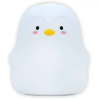 Intirilife Nachtlicht für Kinder mit 7 Farben - Weißer Pinguin - 11.5 x 11 x 13 cm - Süße Nachtleuchte Deko aus Silikon Aufladbar mit Kabel Nachtlampe Geschenk