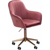 Amstyle Schreibtischstuhl Samt Rosa Design Drehstuhl mit Lehne Arbeitsstuhl 120 kg Höhenverstellbar Schalenstuhl mit Rollen Stuhl Drehbar