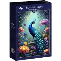 Bluebird Puzzle Legespiel Flowers & Peacock - 500 Teile - buntes Spielzeug