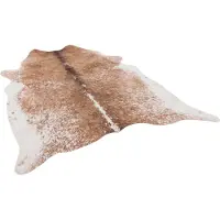 Pergamon Kunstfaser Teppich Rinderfell Braun Creme, Größe:125x160 cm