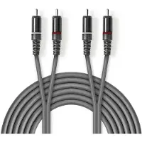 Nedis Stereo-Audiokabel 2X RCA Stecker 2X RCA Stecker Vernickelt 1.50 m rund Dunkelgrau Kartonhülle