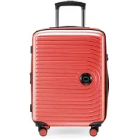 Hauptstadtkoffer Mitte - Handgepäck Trolley erweiterbar Koffer 4 Rollen 55x40x23 cm Carry-On suitcase Hand Luggage 55 L Hardcase Bordgepäck Lufthansa EasyJet Eurowings, travel bags XL Dehnfalte,Korall