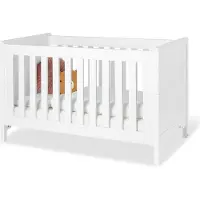 Pinolino Kinderbett Chalet weiß 140x70 cm umbaubar mit Schlupfsprossen und höhenverstellbar