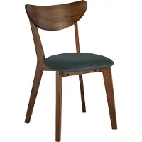 Beliani Esszimmerstuhl 2er Set Dunkelbraun / Grau Gummibaumholz mit Gepolsterten Sitzen Hoher Rückenlehne Moderner Stil Esszimmer Ausstattung