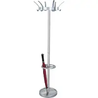 Kerkmann Garderobenständer Public, 18 Haken, Schirmhalter, drehbare Krone, H 1750 x Ø 500 mm, Stahl, alusilber