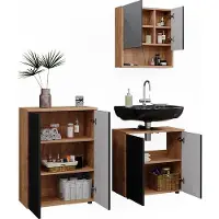 Vicco Badmöbel-Set Irma Anthrazit gepunktet 3 Teile, mit Unterschrank 60 cm, Model 47205