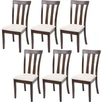 Mendler 6er-Set Esszimmerstuhl MCW-G46, Küchenstuhl Stuhl, Stoff/Textil Massiv-Holz dunkles Gestell, beige