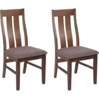 Mendler 2er-Set Esszimmerstuhl MCW-M58, Küchenstuhl Lehnstuhl Stuhl, Stoff/Textil Massiv-Holz dunkles Gestell, taupe
