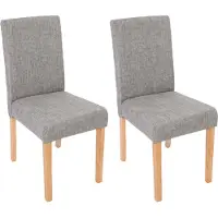 MCW 2er-Set Esszimmerstuhl Stuhl Küchenstuhl Littau Textil, grau, helle Beine