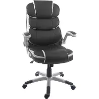 Mendler Bürostuhl MCW-F80, Schreibtischstuhl Chefsessel Drehstuhl, Kunstleder schwarz